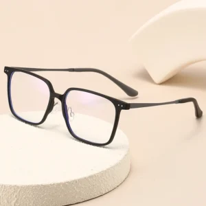 HS2233 Full-Rim Squared Frame Slim Glasses for Green and Black Frame
