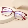 HS2233 Full-Rim Squared Frame Slim Glasses for Green and Black Frame