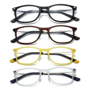 HS2234 Full-Rim Squared Frame Glasses for Transparent and Yellow