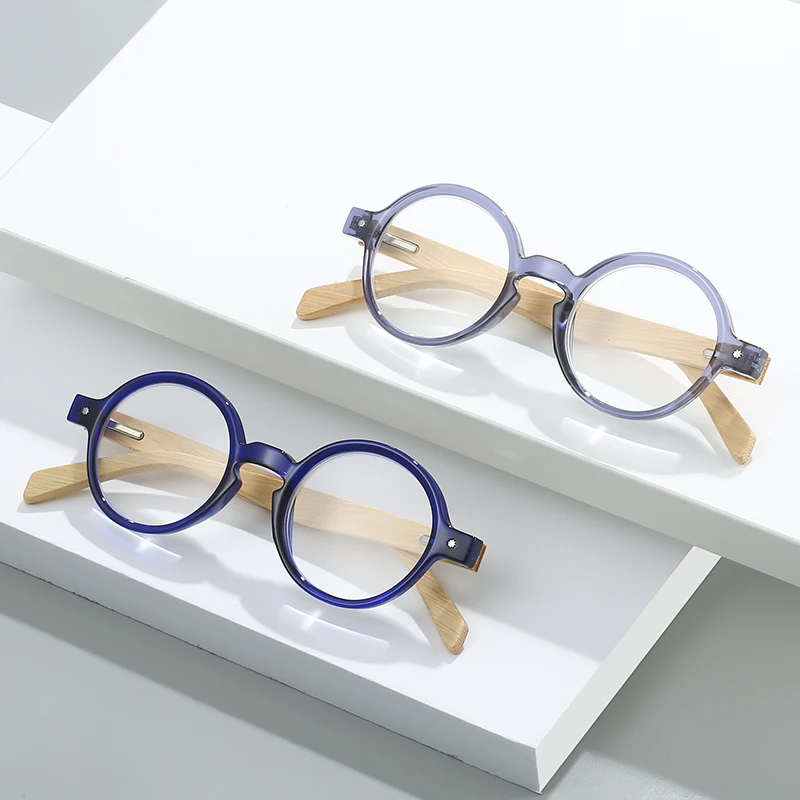 hs3340 pc frame corrective eyeglasses for women 1.webp HS3340 Frame Eyeglasses for Blue Bamboo Temples Flexible Glasses