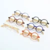HS3340 Frame Eyeglasses for Blue Bamboo Temples Flexible Glasses