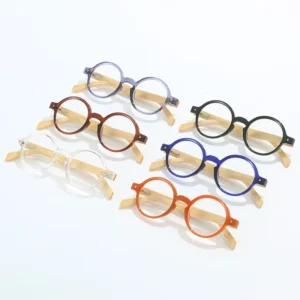 HS3340 Frame Eyeglasses for Blue Bamboo Temples Flexible Glasses