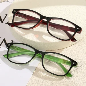 HS66229 Slim Green Eyeglasses Squared Spring Hinge for All Face
