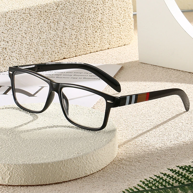 hs66245 unisex slim reading glasses blue and 2.webp HS66245 Slim Glasses Blue and Red Squared Frame Fashionable