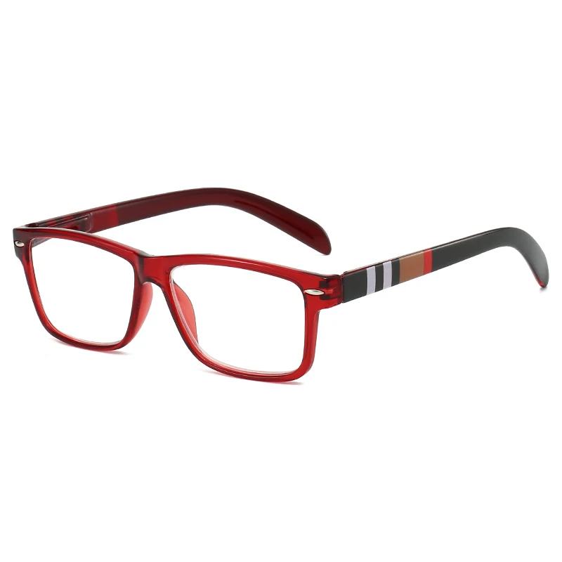 hs66245 unisex slim reading glasses blue and 3.webp HS66245 Slim Glasses Blue and Red Squared Frame Fashionable