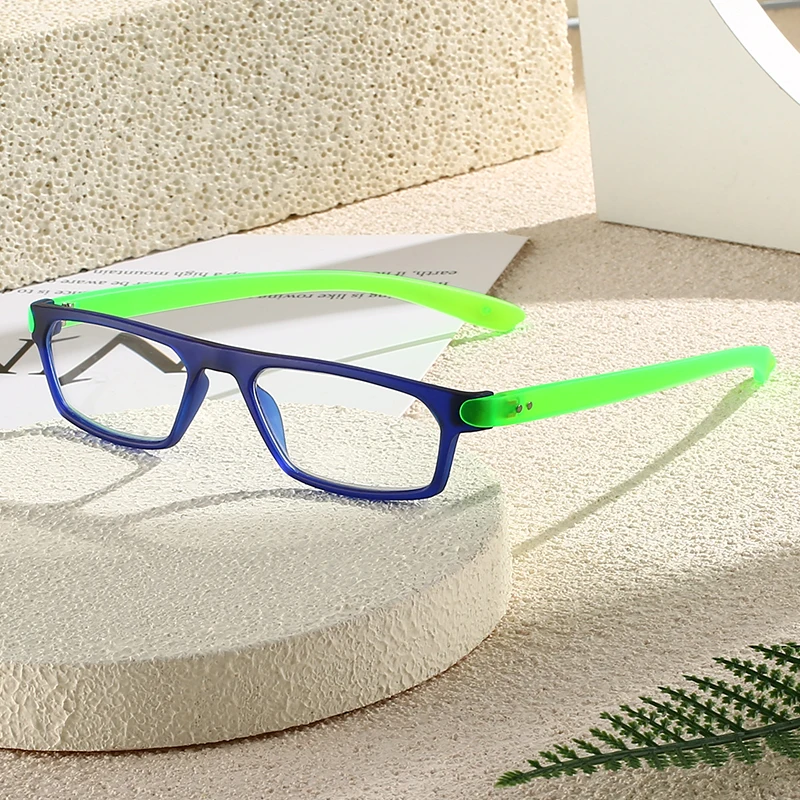 hs66272 unisex slim reading glasses blue red 1.webp HS66272 Slim Glasses Blue Red Squared Frame Fashionable Eyeglasses for