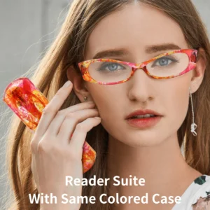 HS66325 Slim Glasses Red Squared Spring Hinge for All Face Shapes