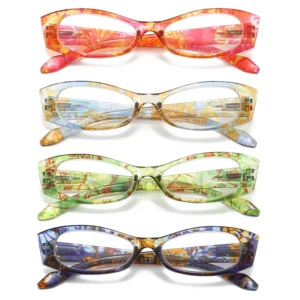 HS66325 Slim Glasses Red Squared Spring Hinge for All Face Shapes