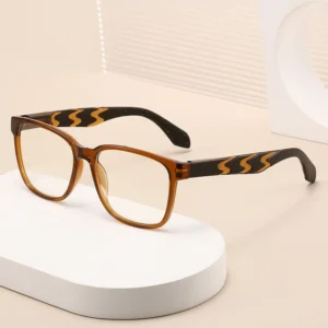 HS8820 Slim Eyeglasses Full-Rim Squared Spring Hinge Glasses Blue