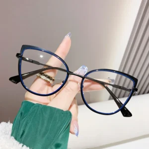 Metal Women's Cat-eye Photochromic Blue Light Glasses,, Eyeglass Frames