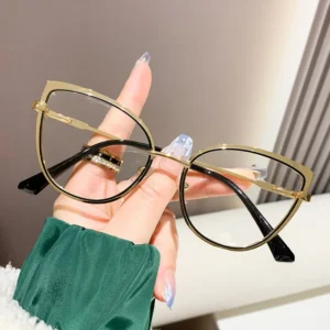 Metal Women's Cat-eye Photochromic Blue Light Glasses,, Eyeglass Frames