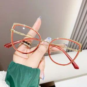 Metal Women's Cat-eye Photochromic Blue Light Glasses,, Eyeglass Frames