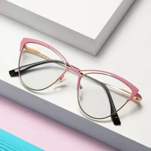 Blue Light Cat-eye Glasses UV400 Photochromic Women's Metal Frame with