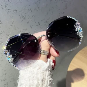 Trendy Rimless Diamond Sunglasses Unisex Unique Design Mirror Lenses