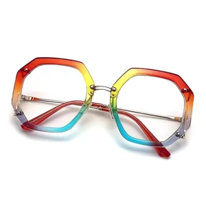 European and American Square Frame Glasses Polygonal Frame Blue Light