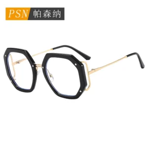 European and American Square Frame Glasses Polygonal Frame Blue Light