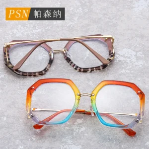European and American Square Frame Glasses Polygonal Frame Blue Light