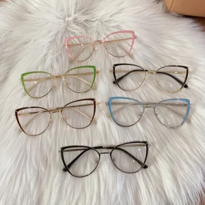 Women's Photochromic Glasses with Cat-eye Design, Metal Frame, Blue
