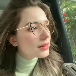 Women's Photochromic Glasses with Cat-eye Design, Metal Frame, Blue