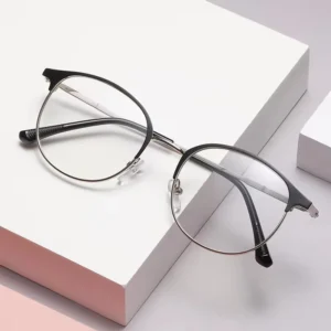 Round Cat Eye Frame Photochromic Blue Light Glasses Optical TR90 PC