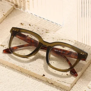T28019 Squared Frame Spring Hinge Glasses