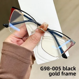TR90 Metal Photochromic Cat-eye Glasses Frame, Double-color Glasses