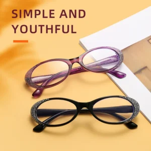 TY406 Slim Glasses Oval Frame Blue Light Blocking Eyeglasses for Brown