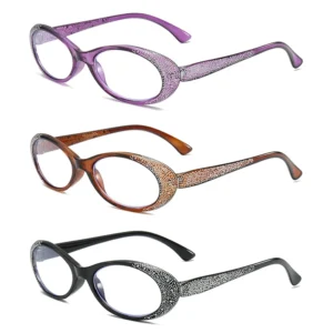 TY406 Slim Glasses Oval Frame Blue Light Blocking Eyeglasses for Brown