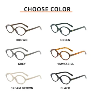 TY420 Slim Blue Light Blocking Eyeglasses Oval Gray/Green Glasses for
