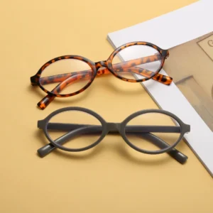 TY420 Slim Blue Light Blocking Eyeglasses Oval Gray/Green Glasses for