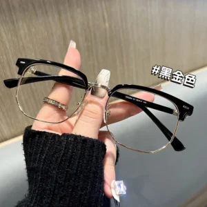 Vintage Eyebrow Frame Glasses Men No Makeup Trendy Cool Blue Light
