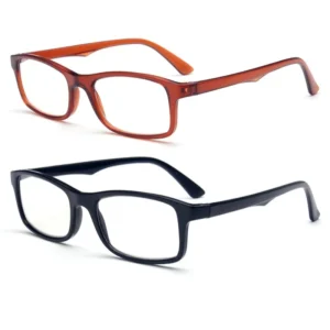 XB9155 Slim Glasses Squared Frame Eyeglasses in Brown