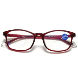 Xb8050 Slim Glasses Squared Frame Blue Light Blocking Eyeglasses Red