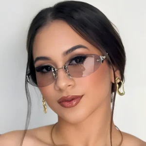 Yuli Y2K Millennial Girl Star Full Frame UV400 Sunglasses Retro Oval