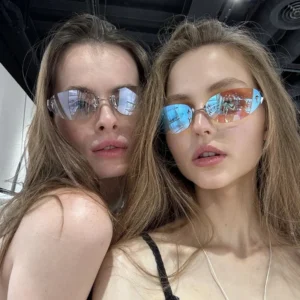 Yuli Y2K Millennial Girl Star Full Frame UV400 Sunglasses Retro Oval