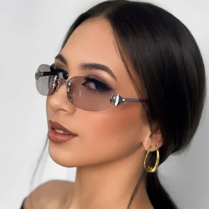 Yuli Y2K Millennial Girl Star Full Frame UV400 Sunglasses Retro Oval